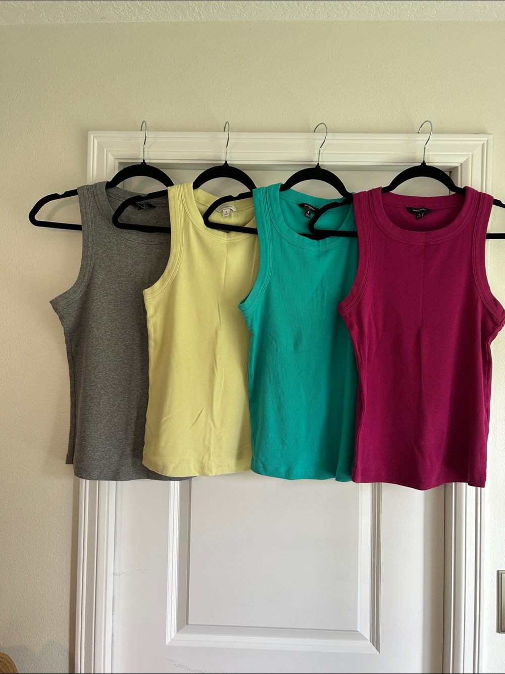 Banana Republic Factory Ribbed Tank Tops - Gray, Light Yellow, Teal, Fuchsia